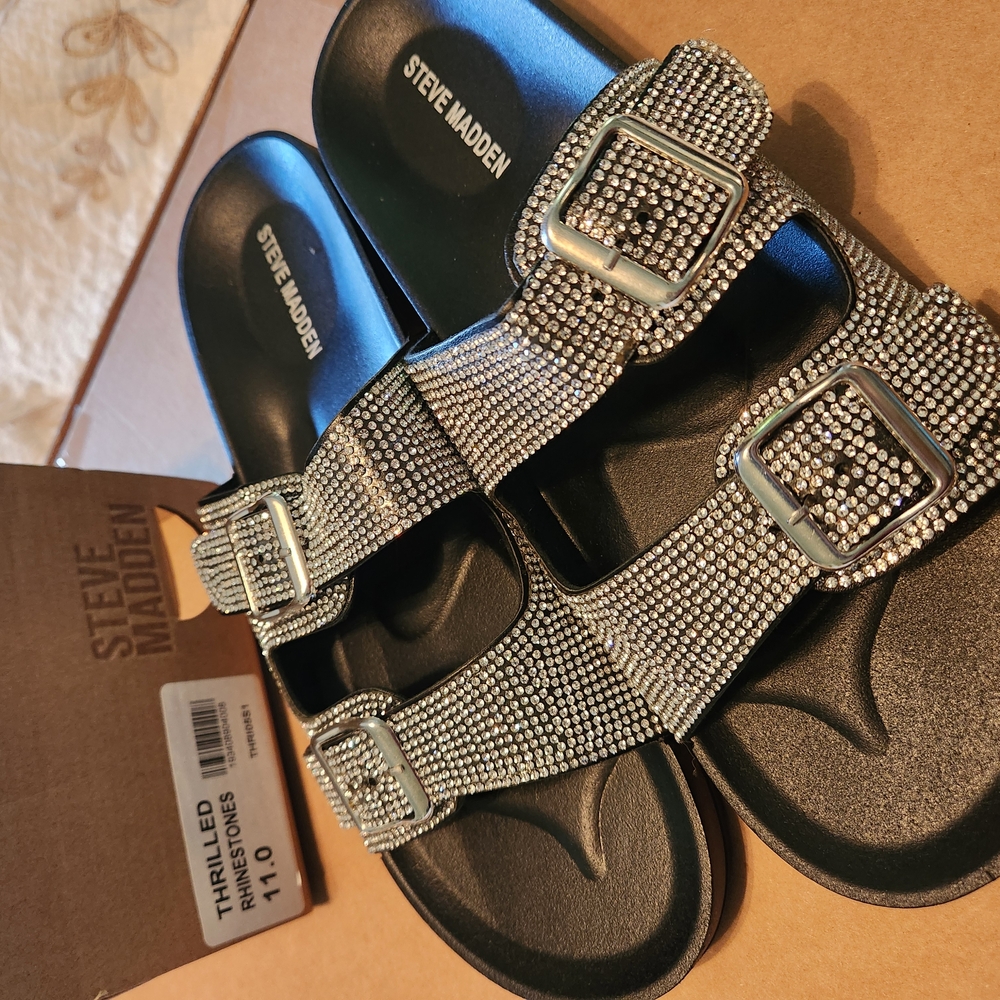 Steve Madden Black Rhinestone Sandals